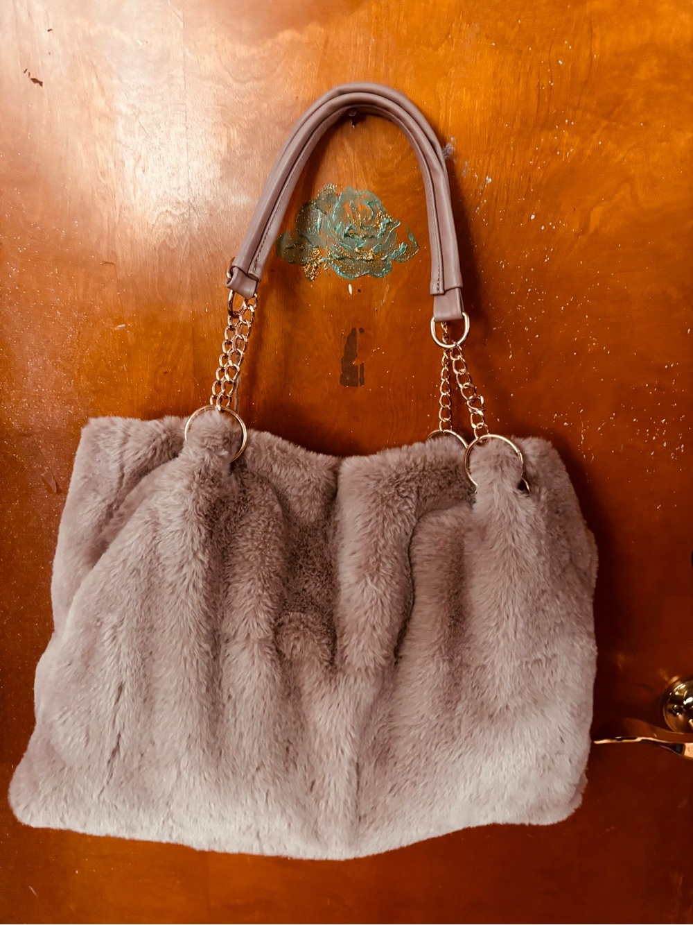 Expressions NYC faux fur tote bag purse